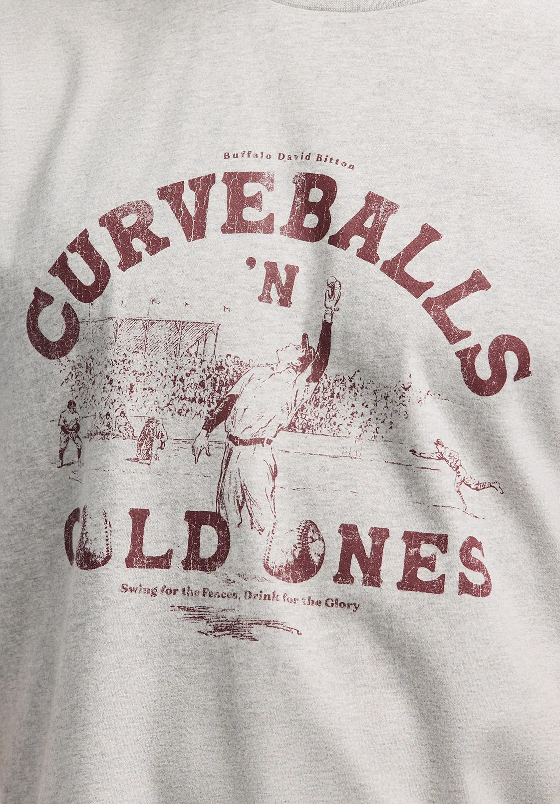 Tavis Men's Graphic T-Shirt with Curveballs 'n Cold Ones Print, Heather Grey - BM24716 sold by Buffalo David Bitton product image thumbnail 5