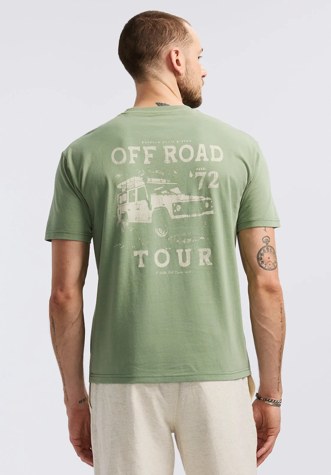 Toffroad Men's Graphic T-Shirt with Off Road Tour Print, Hedge Green - BM24657 sold by Buffalo David Bitton product image thumbnail 3