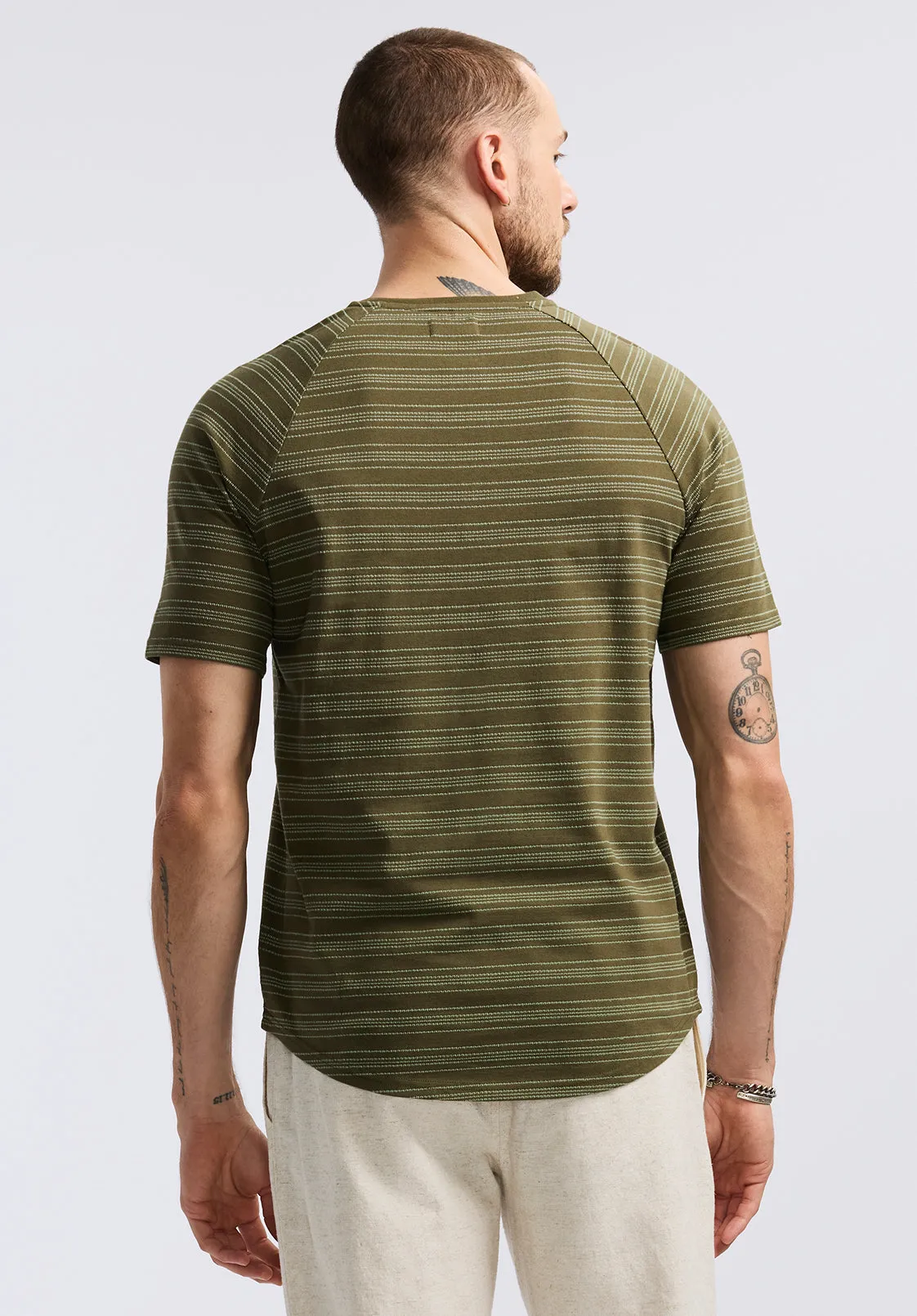 Klaus Men's Short-Sleeve Striped Henley Top, Fern - BM24630 sold by Buffalo David Bitton product image thumbnail 4