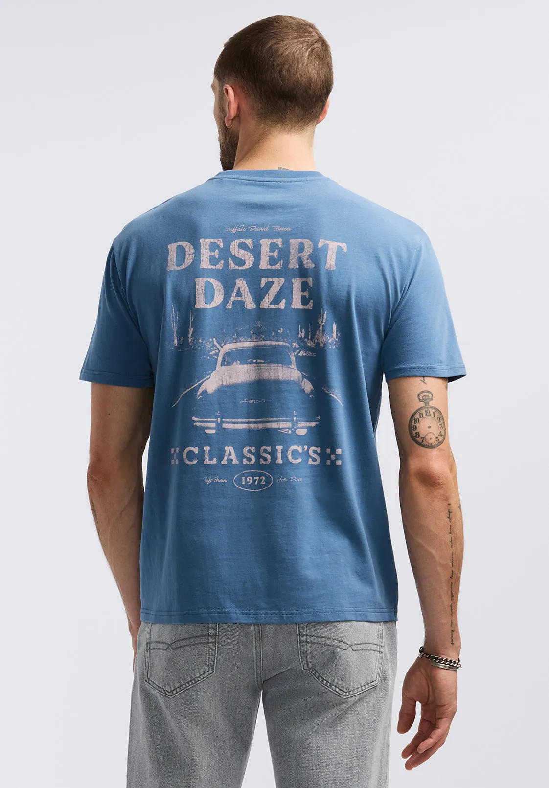 Tesert Men's Graphic T-Shirt with Desert Daze Print, Moonlight Blue - BM24655 sold by Buffalo David Bitton product image thumbnail 4