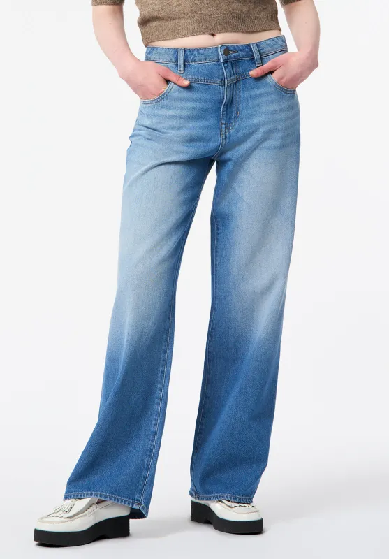 High Rise Wide Leg Addie Women's Jeans, Sanded Blue - BL16132 sold by Buffalo David Bitton