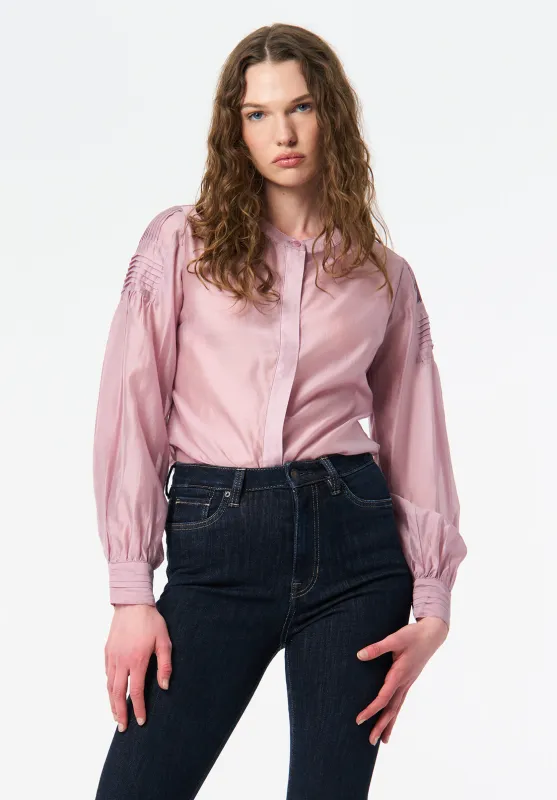 Fifi Women's Pleated Shoulder Detail Long Sleeve Blouse, Burnished Lilac - WT0211 sold by Buffalo David Bitton