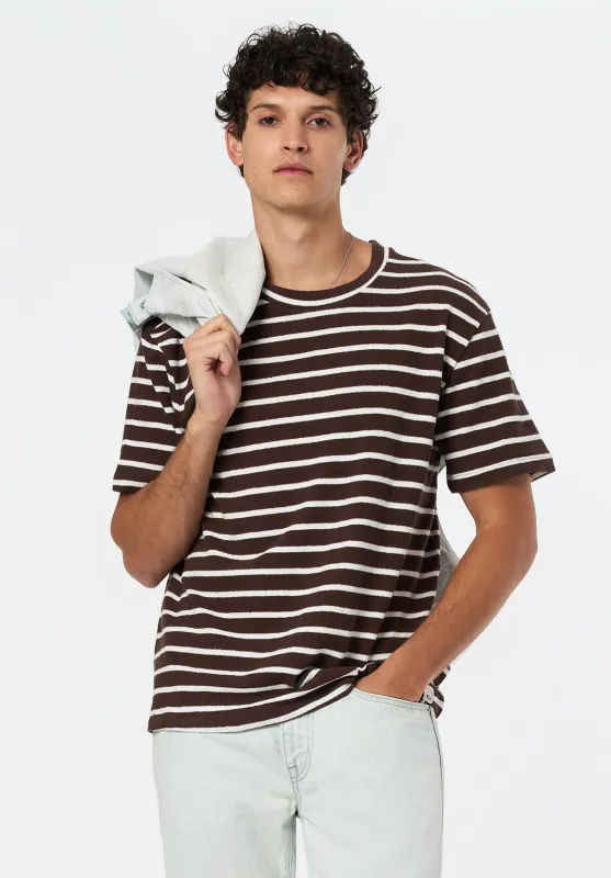 Kosta Men's Short-Sleeve Crewneck Striped Top, Milk - BM24737 sold by Buffalo David Bitton