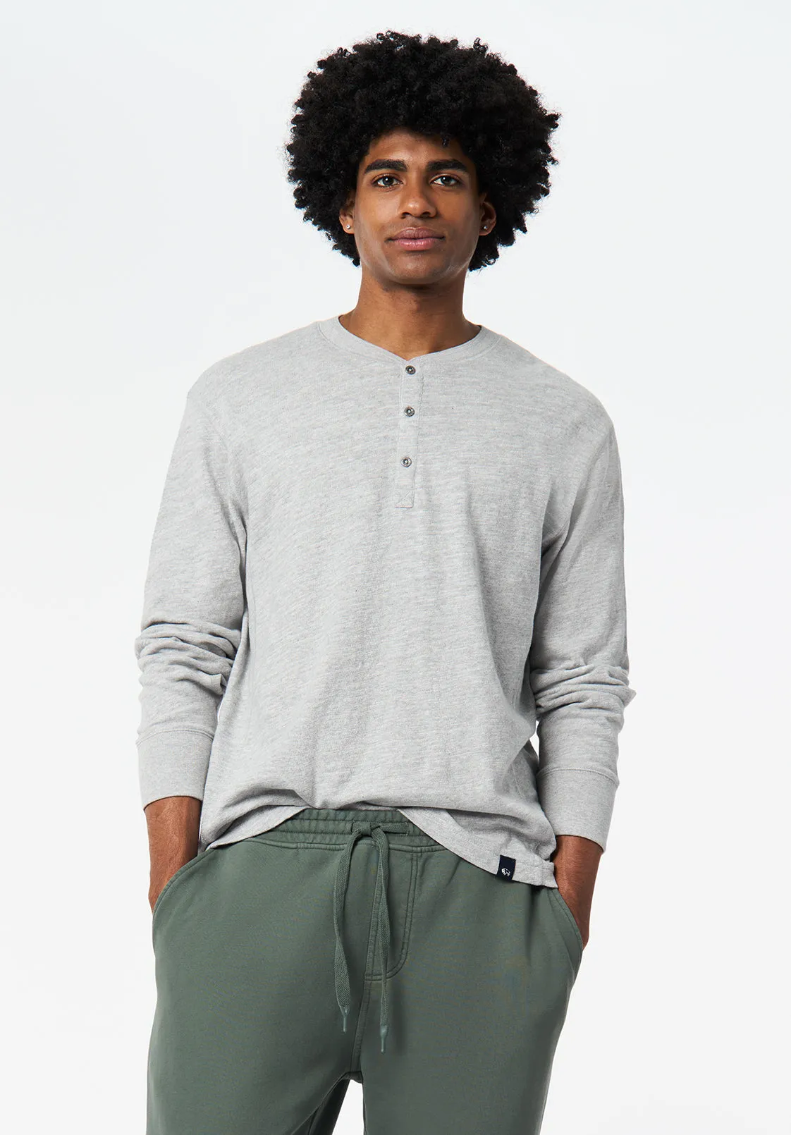 Kandid Men's Long-Sleeve Relaxed Henley Top, Heather Grey - BM24660 sold by Buffalo David Bitton