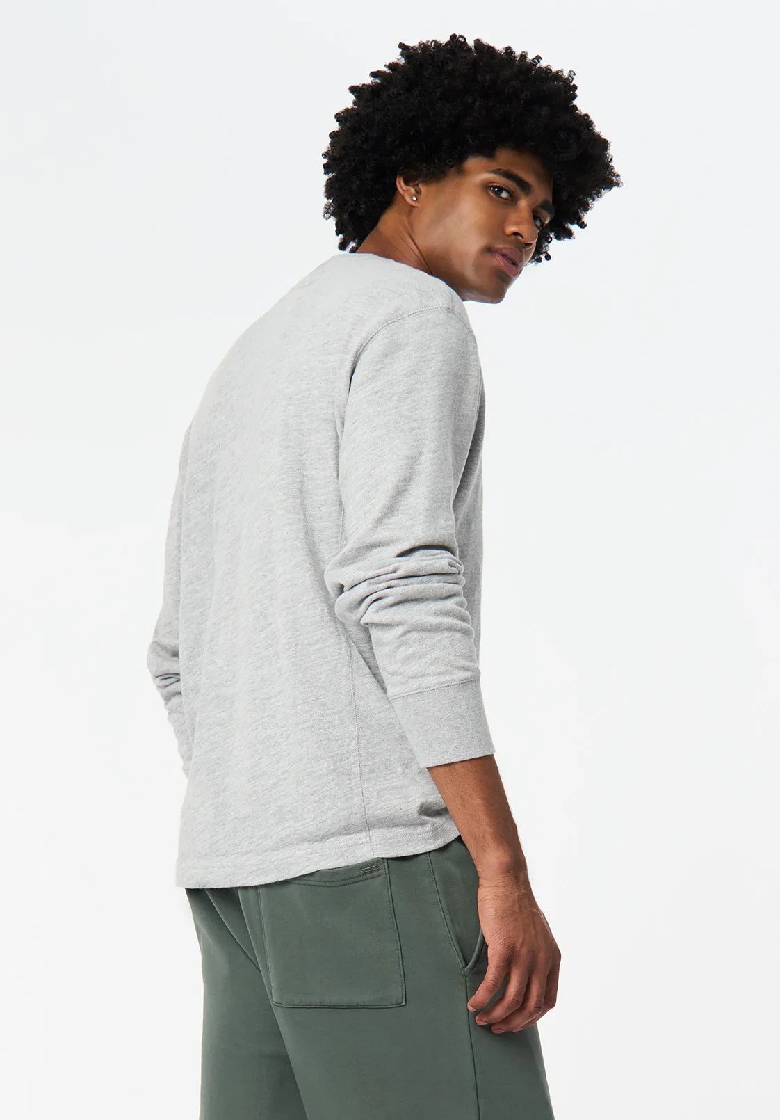 Kandid Men's Long-Sleeve Relaxed Henley Top, Heather Grey - BM24660 sold by Buffalo David Bitton product image thumbnail 2