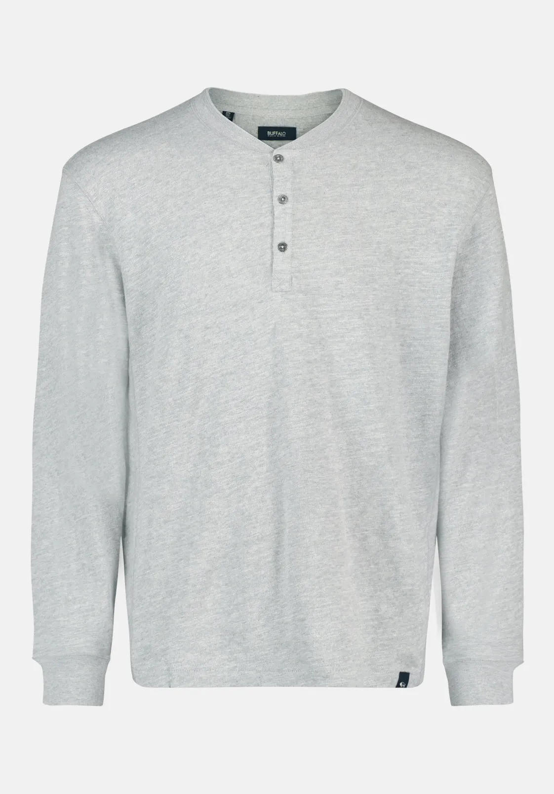 Kandid Men's Long-Sleeve Relaxed Henley Top, Heather Grey - BM24660 sold by Buffalo David Bitton product image thumbnail 4