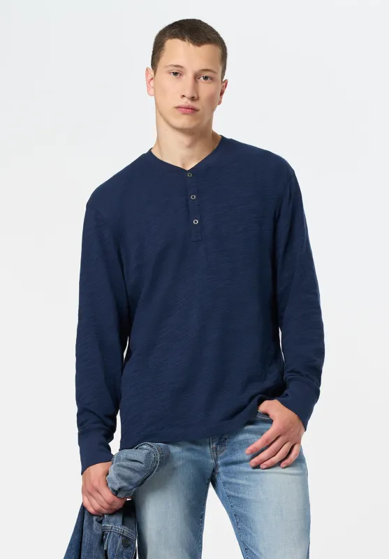 Kandid Men's Long-Sleeve Relaxed Henley Top, Whale - BM24660 sold by Buffalo David Bitton