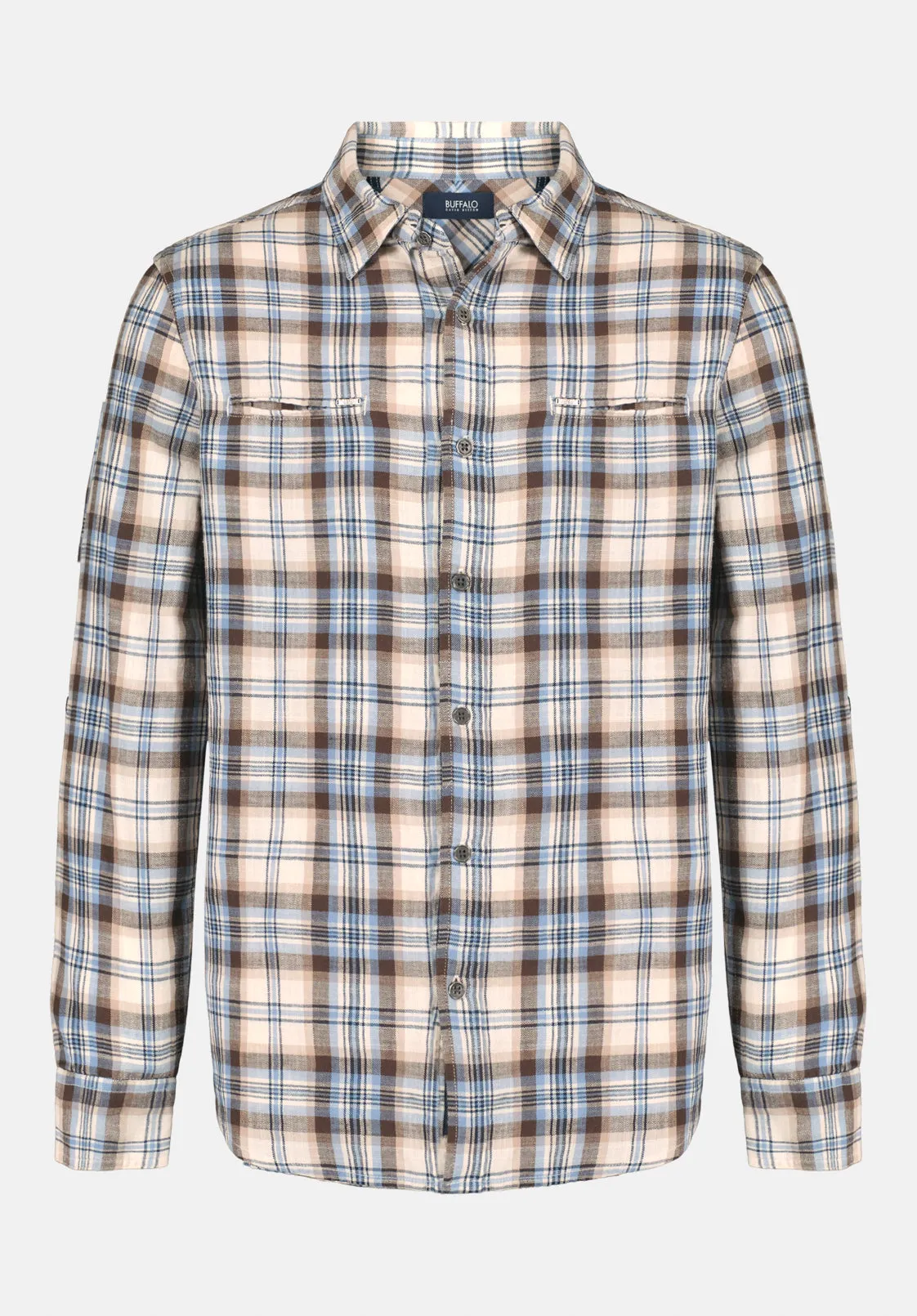 Simbio Men's Long-Sleeve Plaid Shirt, Woodsmoke - BM24685 sold by Buffalo David Bitton product image thumbnail 5
