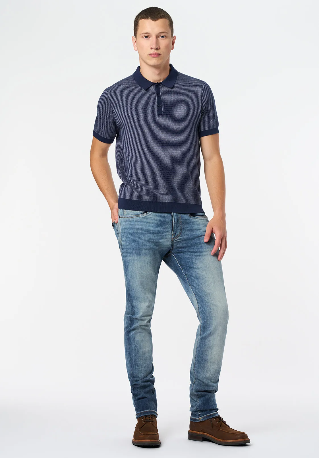 Walbert Men's Short-Sleeve Striped Sweater Polo, Whale - BM24696 sold by Buffalo David Bitton product image thumbnail 4