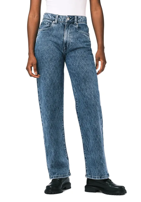 Super High Rise Loose Straight Jane Women's Jeans, Sanded and Contrasted - BL16117 sold by Buffalo David Bitton