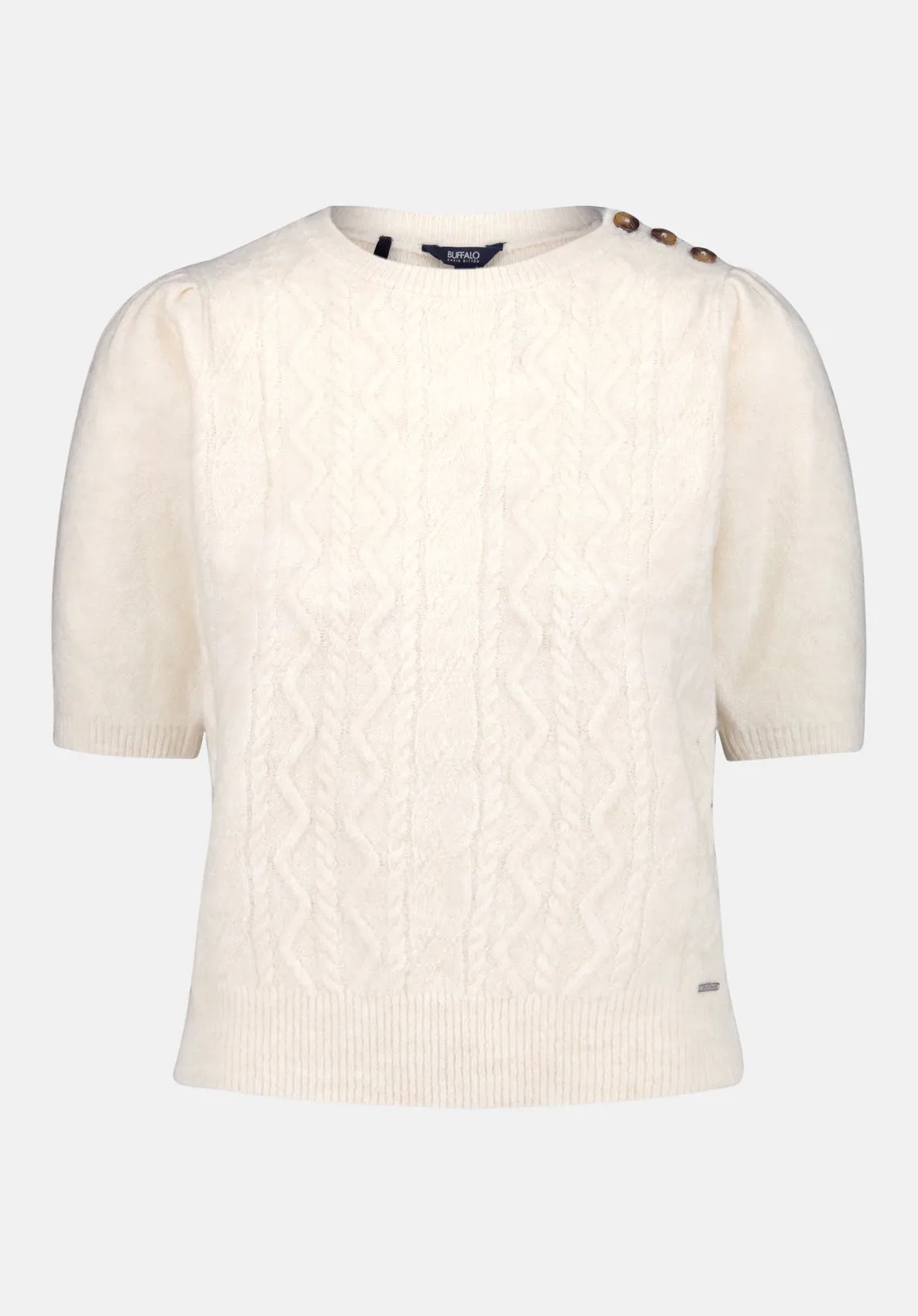 Winsome Women's Short Sleeve Cable Knit Sweater, Marshmallow - SW0151 sold by Buffalo David Bitton product image thumbnail 5