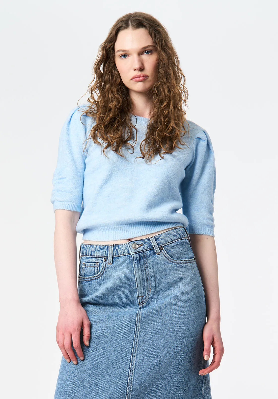 Bettey Women's Puff Sleeve Sweater, Lt Blue - SW0137 sold by Buffalo David Bitton