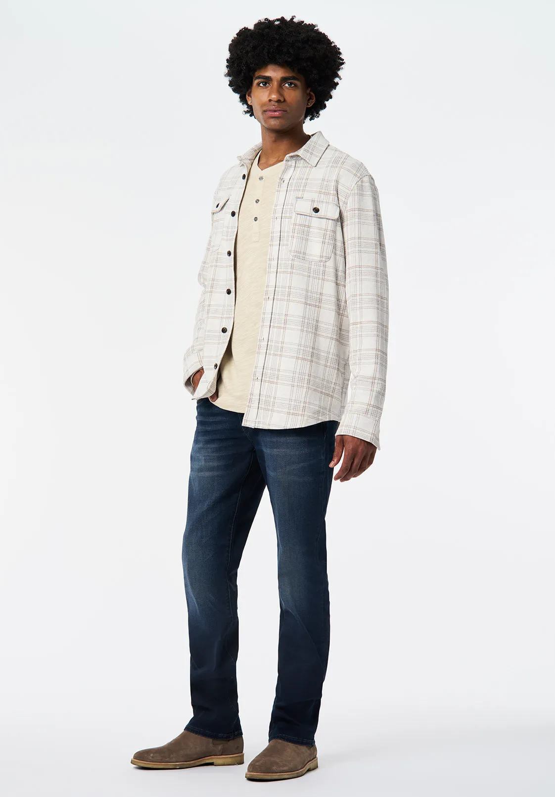 Samme Men's Long-Sleeve Plaid Blanket Shirt, Milk - BM24691 sold by Buffalo David Bitton product image thumbnail 4