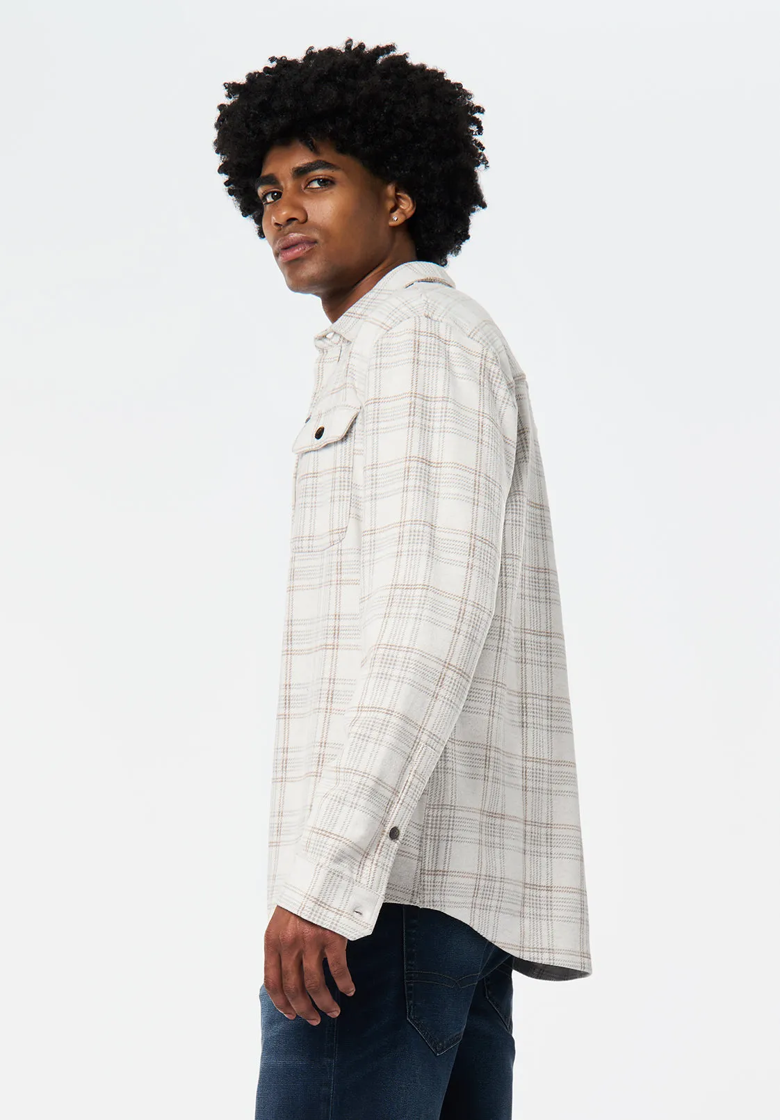 Samme Men's Long-Sleeve Plaid Blanket Shirt, Milk - BM24691 sold by Buffalo David Bitton product image thumbnail 2