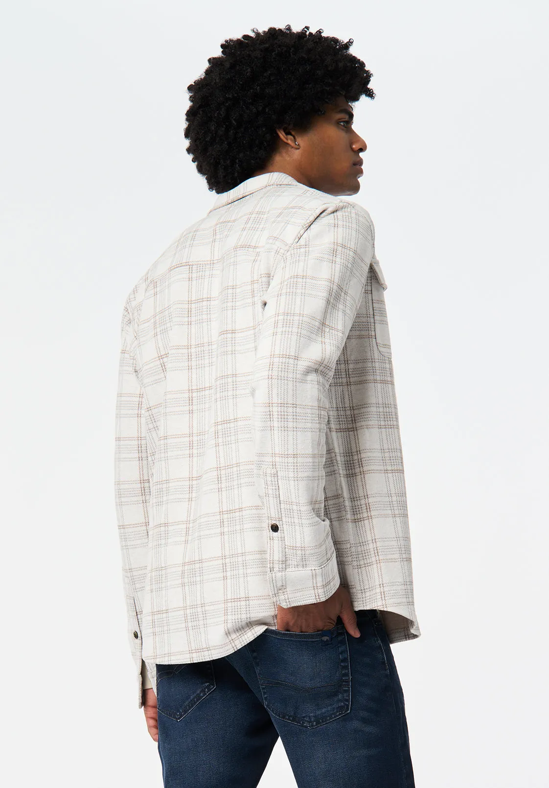 Samme Men's Long-Sleeve Plaid Blanket Shirt, Milk - BM24691 sold by Buffalo David Bitton product image thumbnail 3