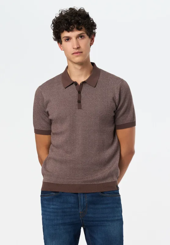 Walbert Men's Short-Sleeve Striped Sweater Polo, Chocolate Brown - BM24696 sold by Buffalo David Bitton