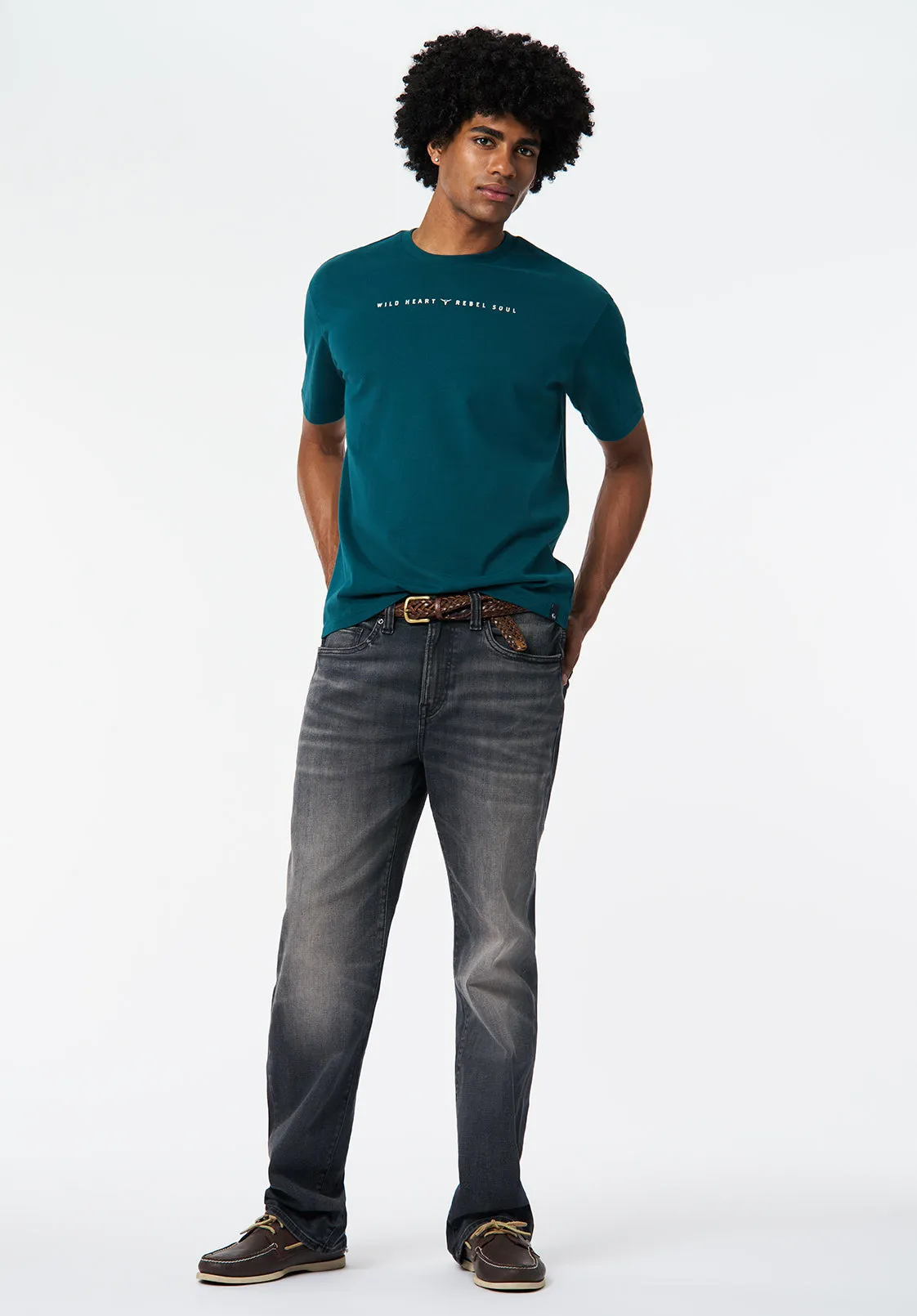 Tilden Men's Graphic T-Shirt with Buffalo and Rebel Soul Print, Deep Teal - BM24708 sold by Buffalo David Bitton product image thumbnail 4