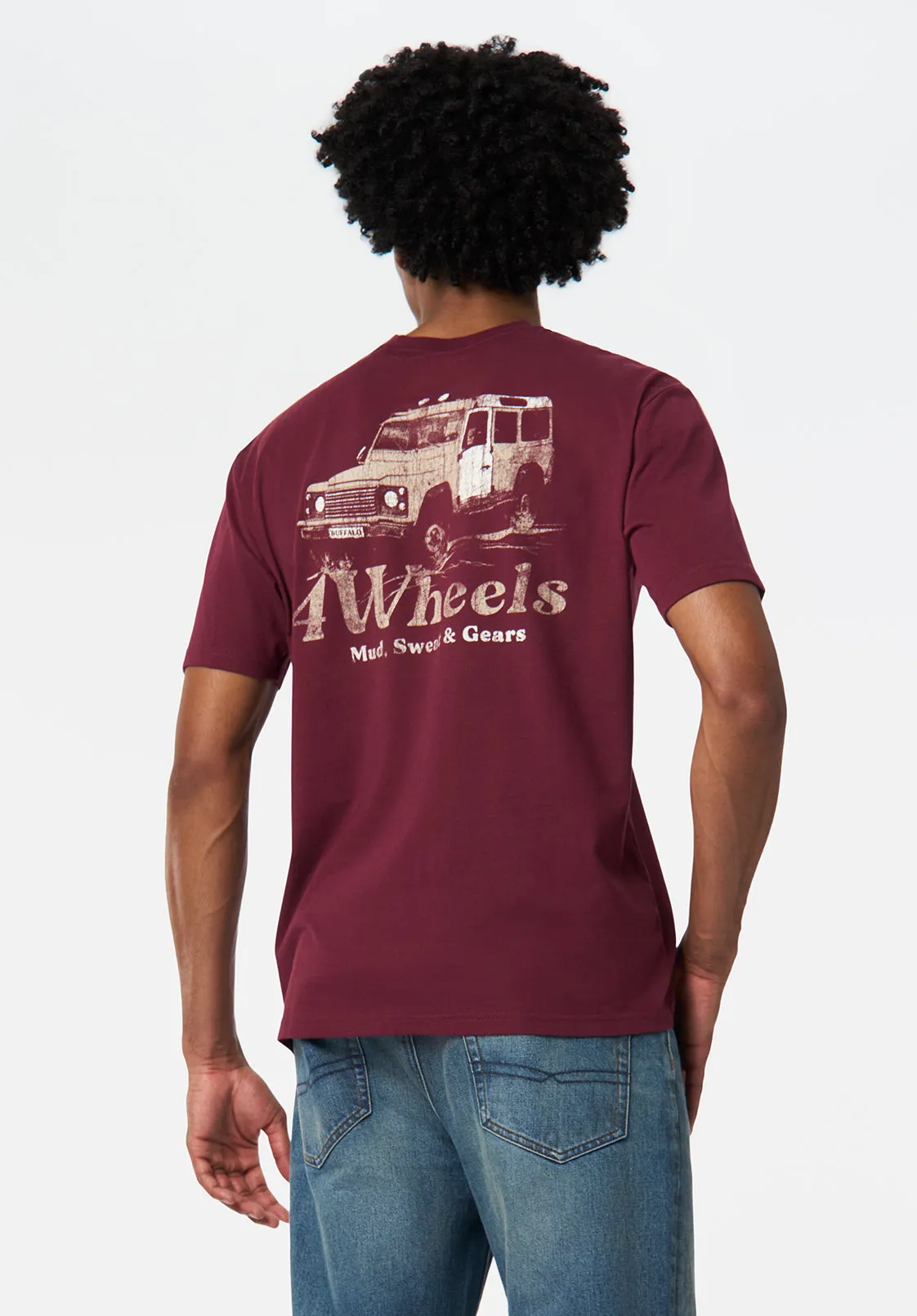 Tymon Men's Graphic T-Shirt with 4Wheels Print, Maroon Banner - BM24717 sold by Buffalo David Bitton product image thumbnail 2