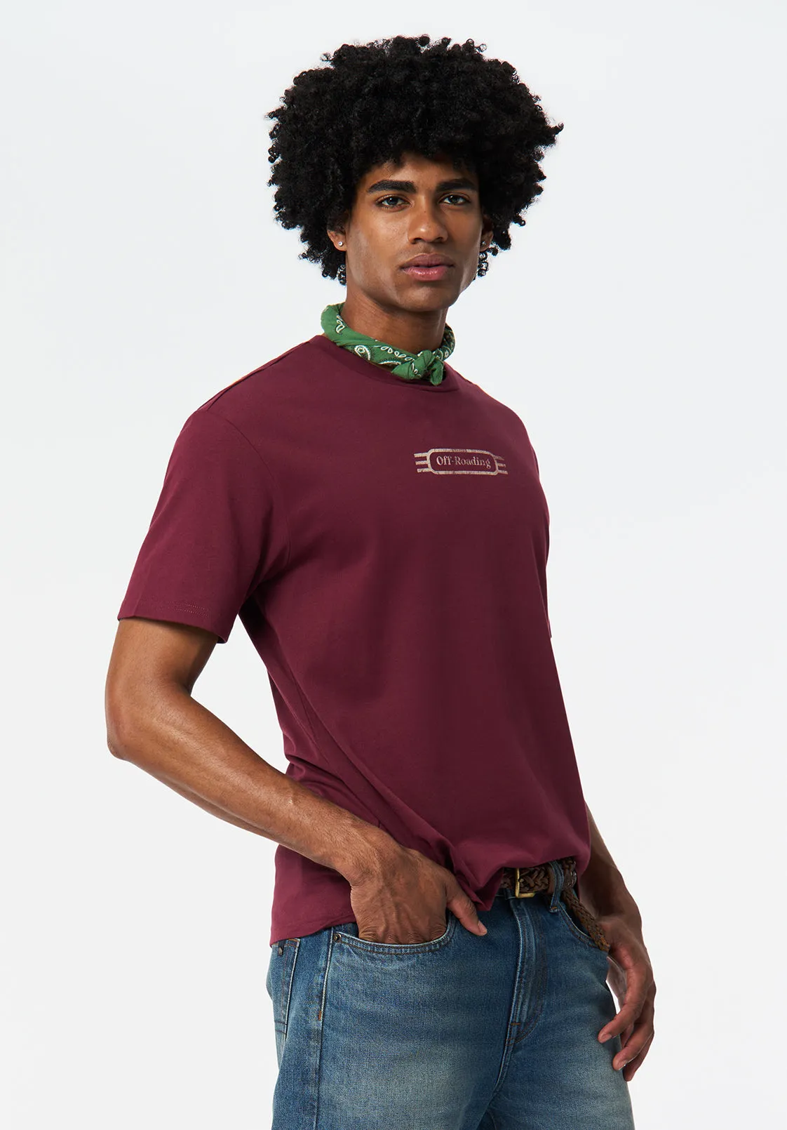 Tymon Men's Graphic T-Shirt with 4Wheels Print, Maroon Banner - BM24717 sold by Buffalo David Bitton product image thumbnail 3