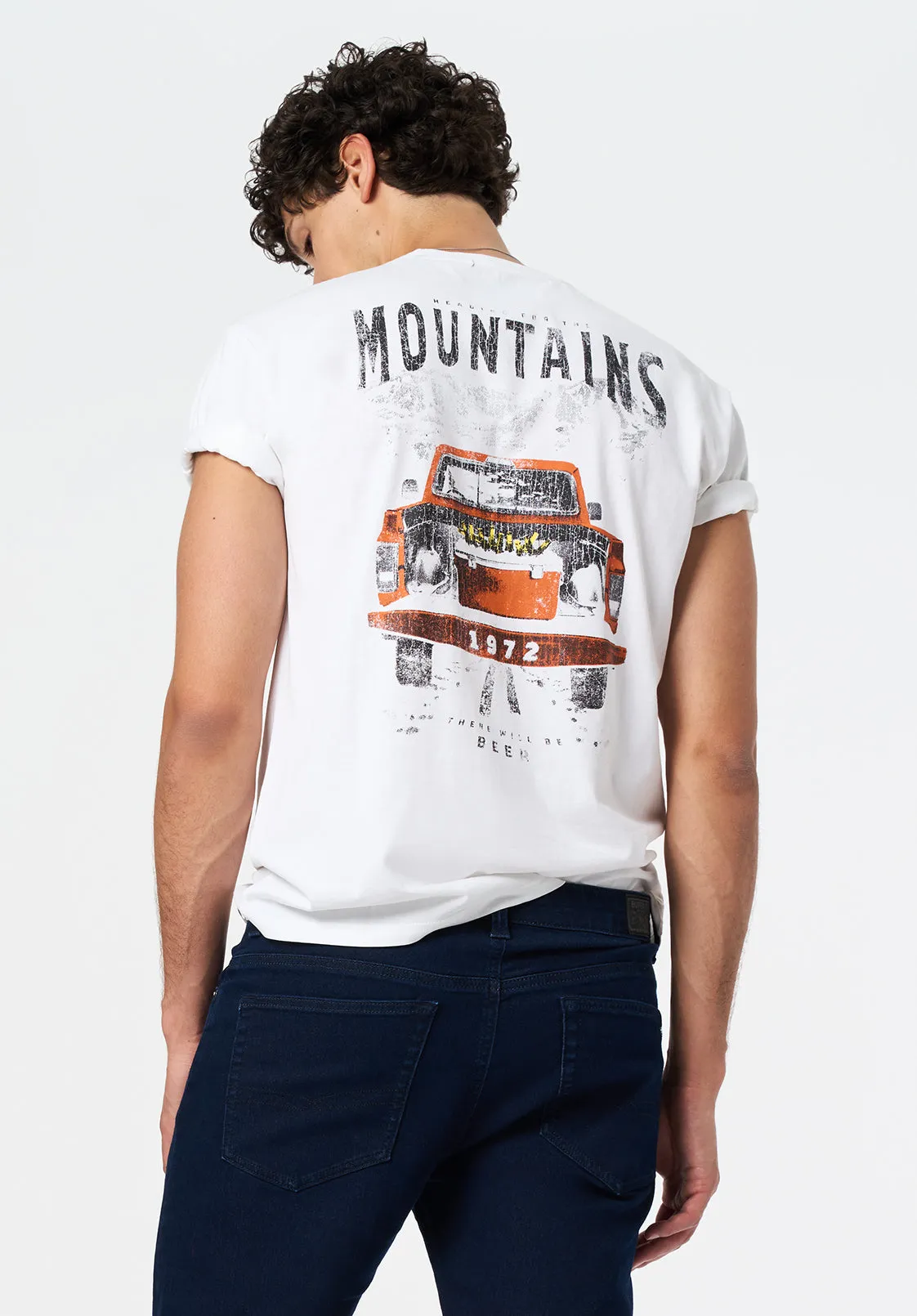 Tobin Men's Graphic T-Shirt with Truck and Beer Print, Optic White - BM24703 sold by Buffalo David Bitton product image thumbnail 2