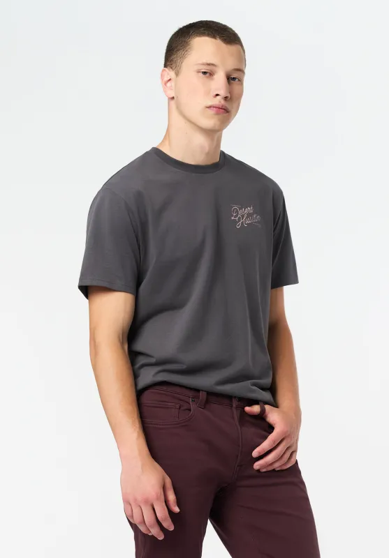 Tavian Men's Graphic T-Shirt with Desert Hustlin Print, Gray Pinstripe - BM24711 sold by Buffalo David Bitton