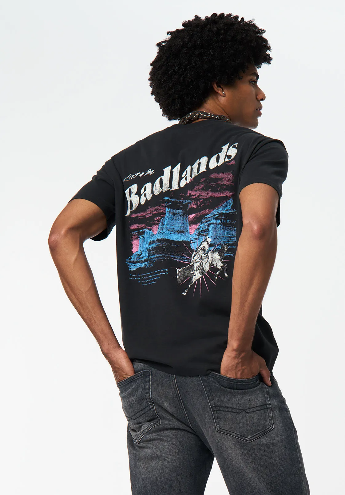 Talan Men's Graphic T-Shirt with Badlands Print, Black - BM24715 sold by Buffalo David Bitton product image thumbnail 2