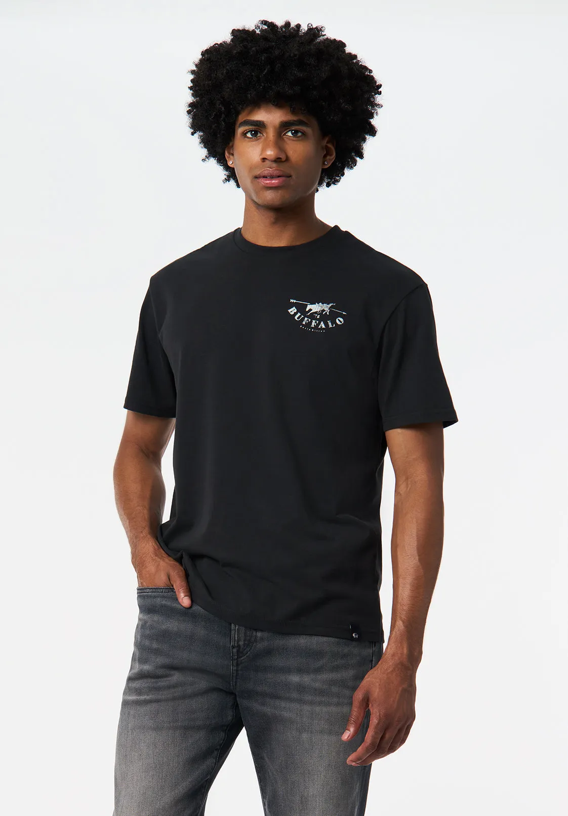 Talan Men's Graphic T-Shirt with Badlands Print, Black - BM24715 sold by Buffalo David Bitton