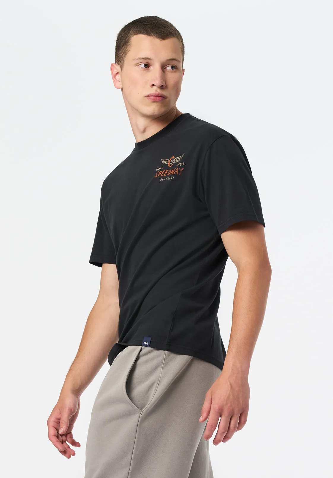 Thane Men's Graphic T-Shirt with Speedway Print, Black - BM24709 sold by Buffalo David Bitton product image thumbnail 3