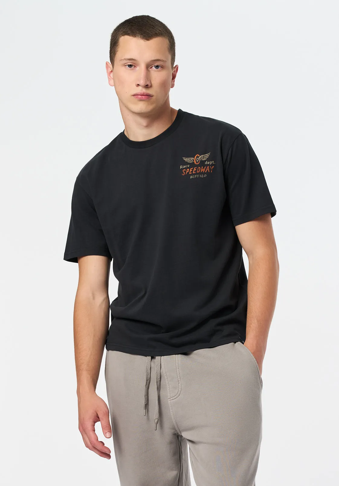 Thane Men's Graphic T-Shirt with Speedway Print, Black - BM24709 sold by Buffalo David Bitton