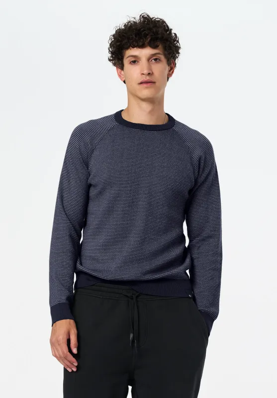Watford Men’s Textured Raglan Crewneck Sweater, Whale - BM24684 made by Buffalo David Bitton