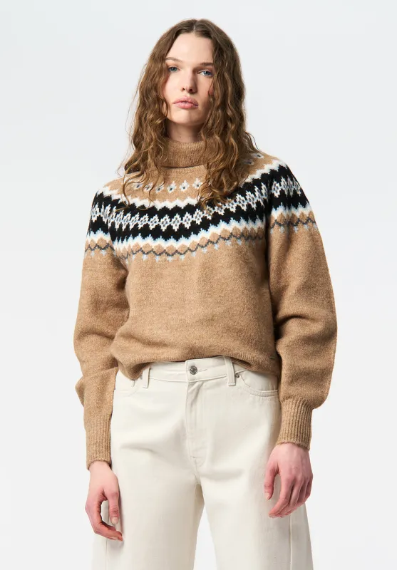 Ashlynne Women's Fair Isle Knit Turtleneck Sweater, Tan - SW0159 sold by Buffalo David Bitton