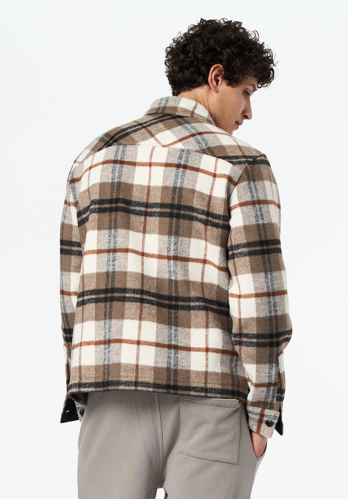 Jace Men's Plaid Shacket, Milk - BM24723 sold by Buffalo David Bitton product image thumbnail 3
