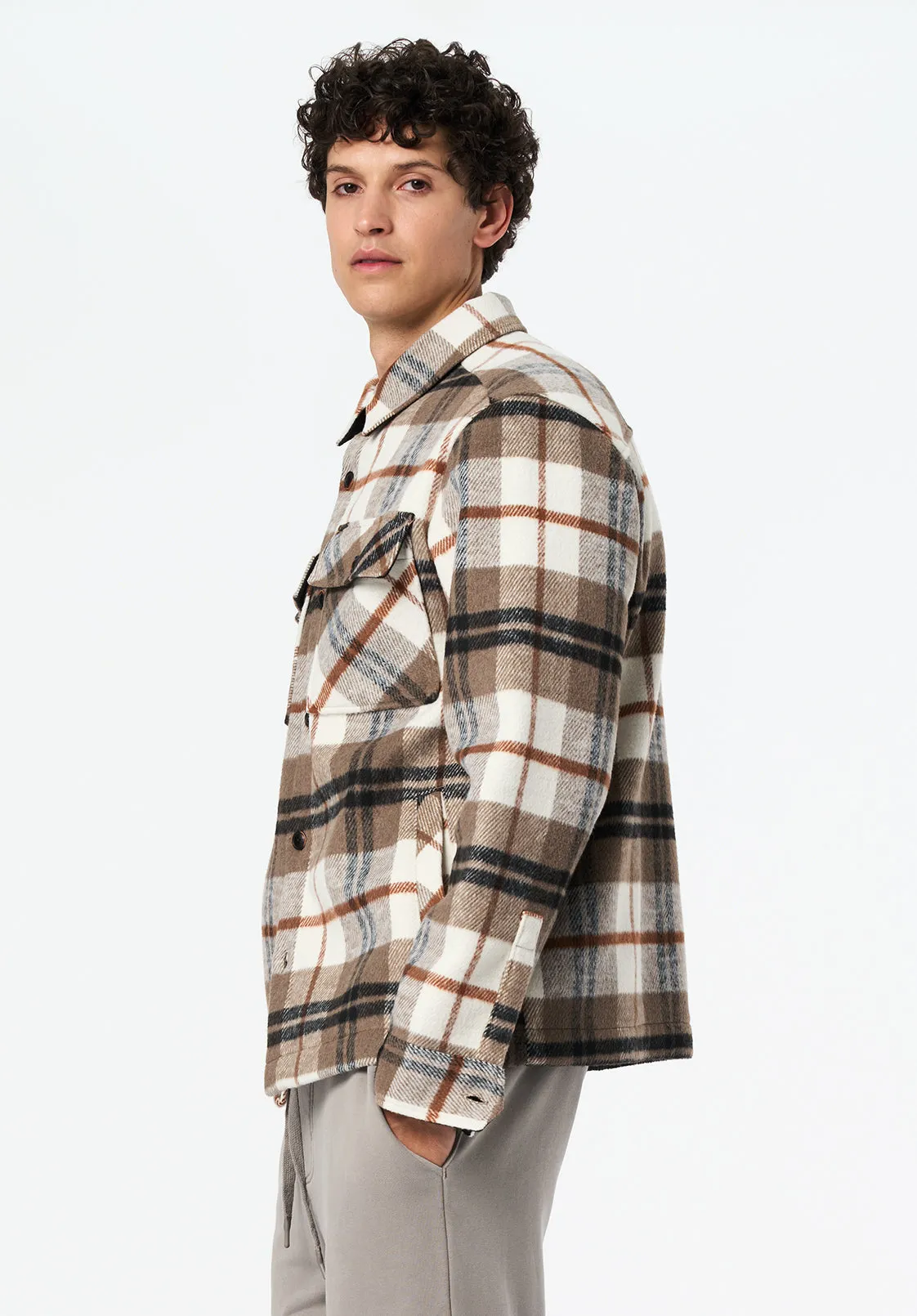 Jace Men's Plaid Shacket, Milk - BM24723 sold by Buffalo David Bitton product image thumbnail 2