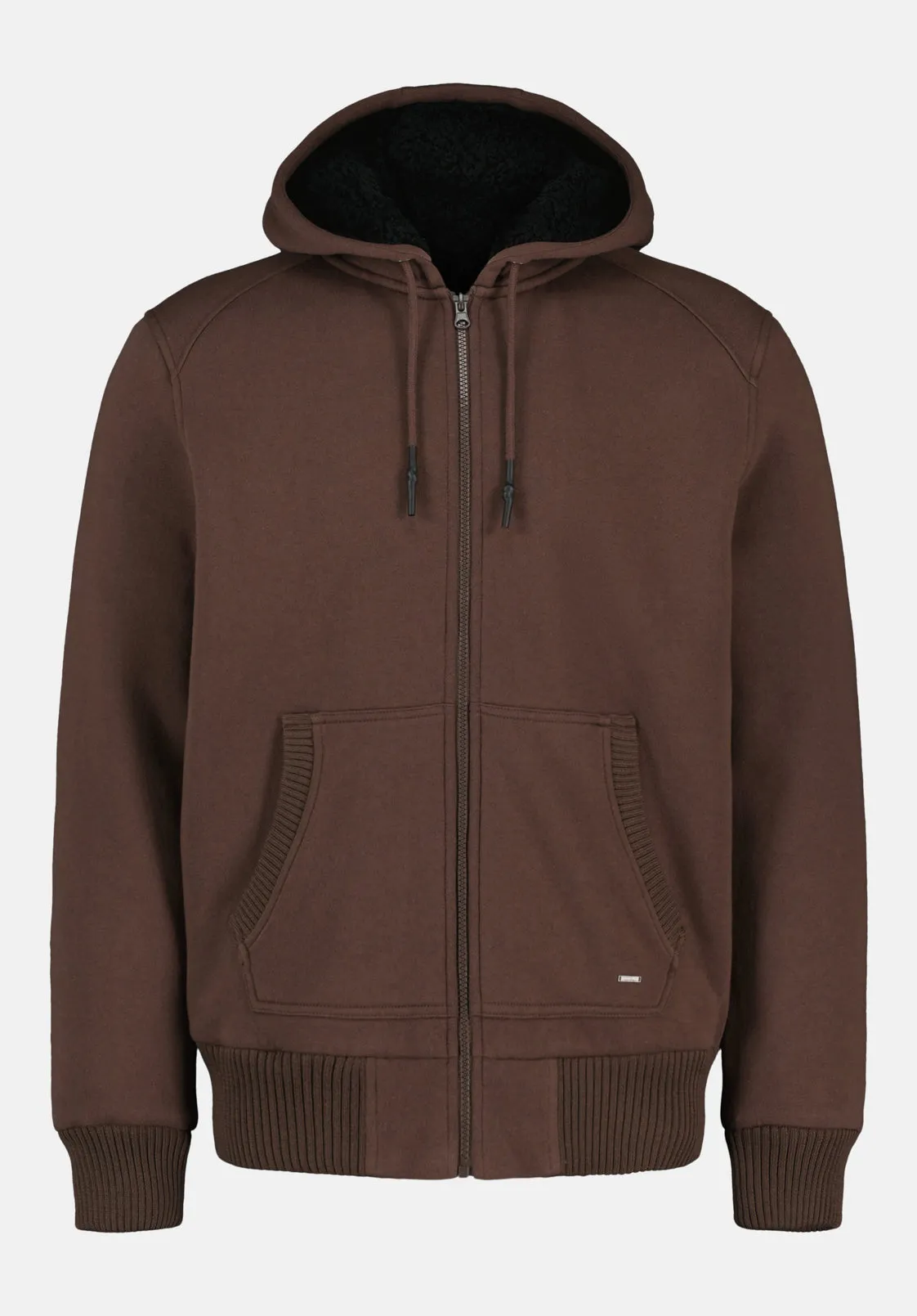 Fasox Men's Relaxed Full-Zip Hooded Jacket with Sherpa Lining, Chocolate Brown - BM24735 sold by Buffalo David Bitton product image thumbnail 5