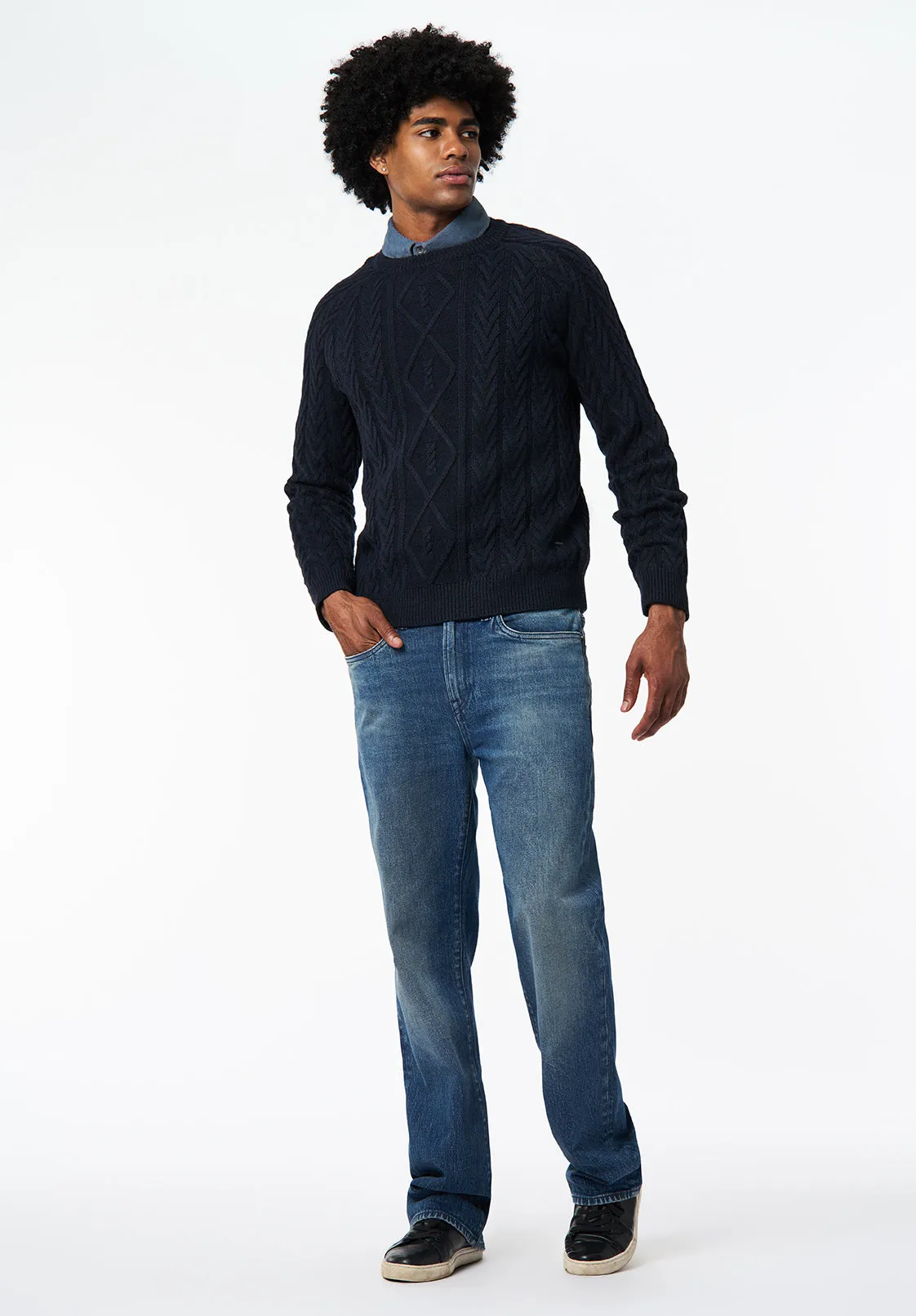 Walder Men's Relaxed Cable Knit Sweater, Whale - BM24771 sold by Buffalo David Bitton product image thumbnail 4