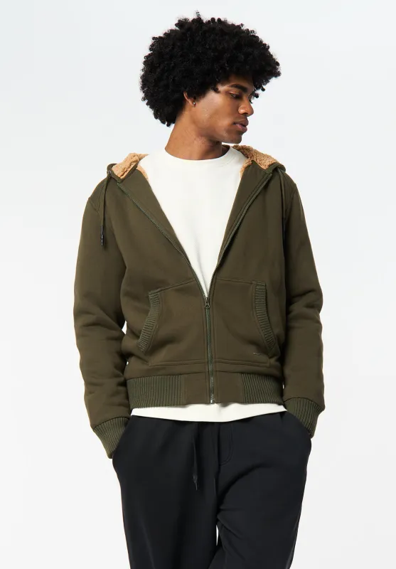 Fasox Men's Relaxed Full-Zip Hooded Jacket with Sherpa Lining, Fern - BM24735 sold by Buffalo David Bitton