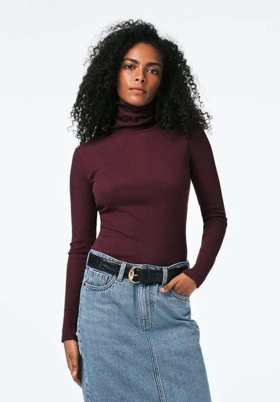 Mavra Women's Ribbed Turtleneck Top, Fig - KT0241 sold by Buffalo David Bitton