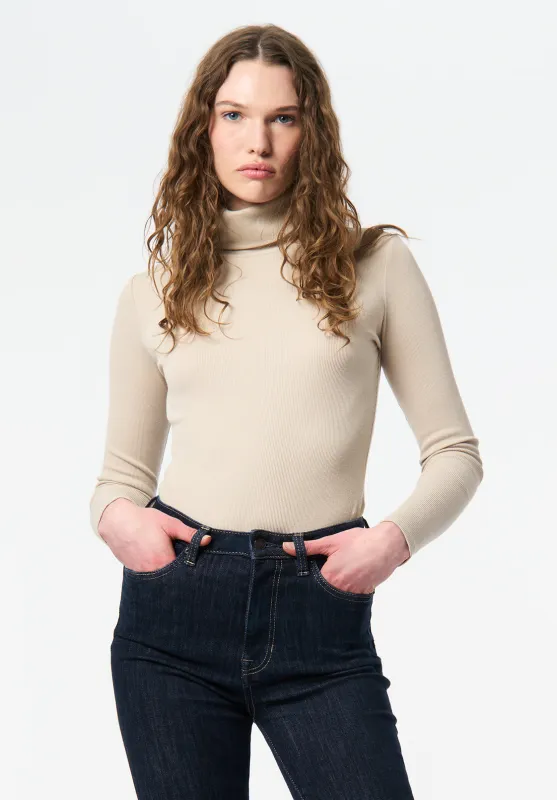 Mavra Women's Ribbed Turtleneck Top, Oatmeal - KT0241 sold by Buffalo David Bitton