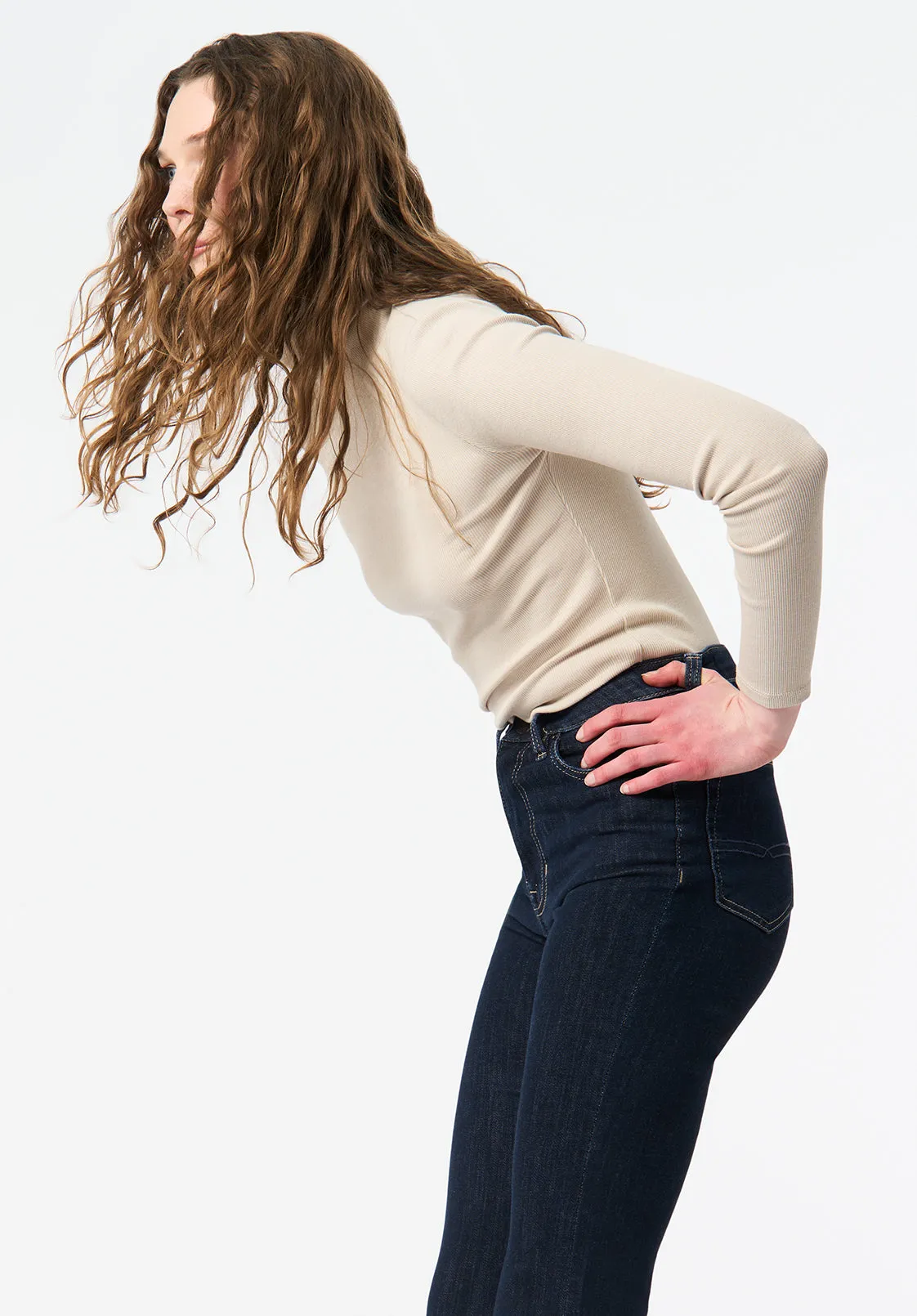 Mavra Women's Ribbed Turtleneck Top, Oatmeal - KT0241 sold by Buffalo David Bitton product image thumbnail 2