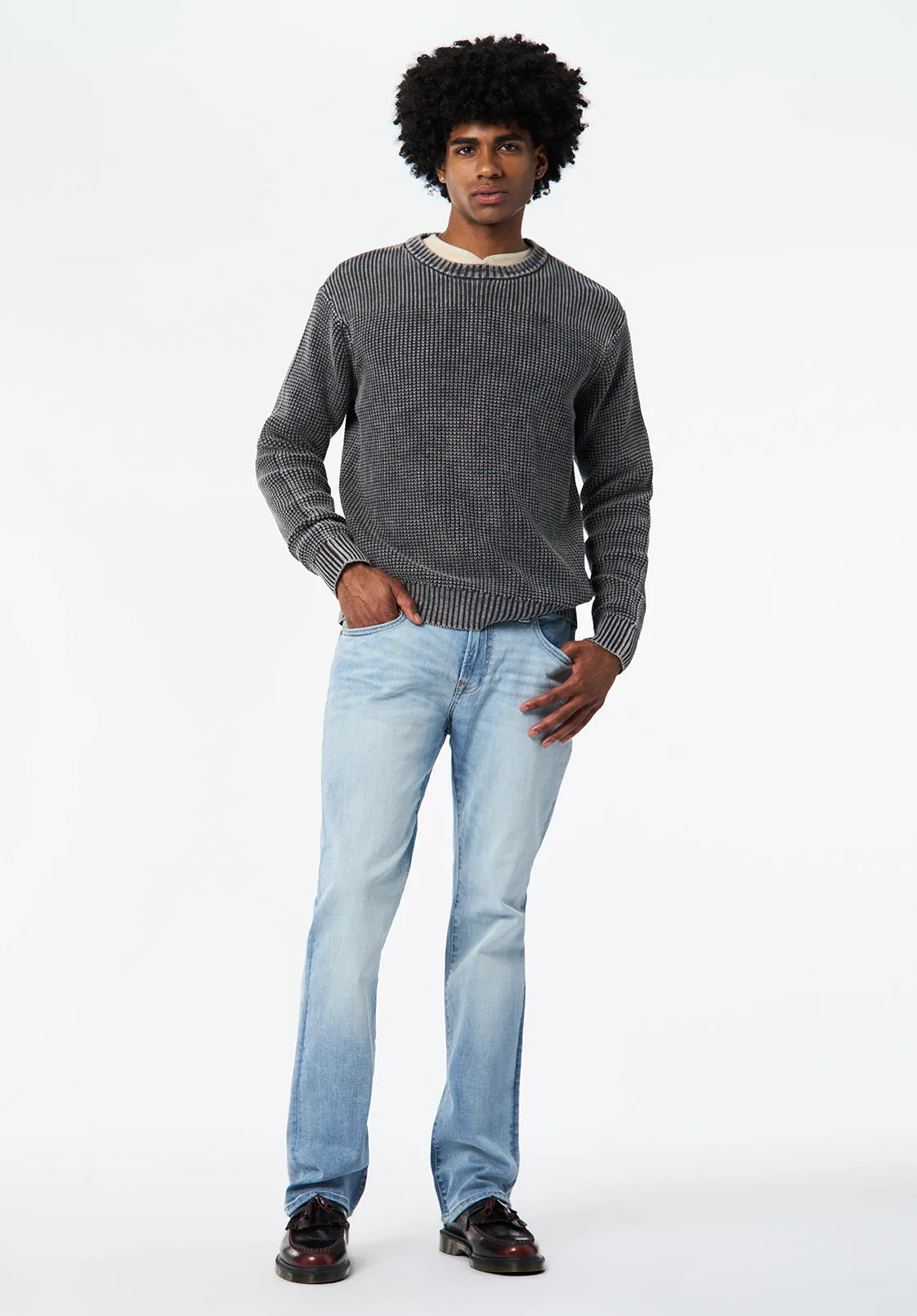 Washy Men's Textured Knit Crewneck Sweater, Black - BM24698 sold by Buffalo David Bitton product image thumbnail 4