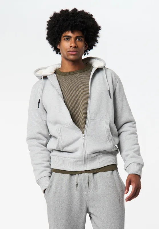 Fasox Men's Relaxed Full-Zip Hooded Jacket with Sherpa Lining, Heather Grey - BM24735 sold by Buffalo David Bitton