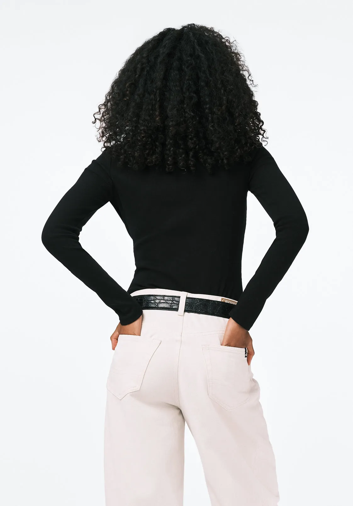 Mavra Women's Ribbed Turtleneck Top, Black - KT0241 sold by Buffalo David Bitton product image thumbnail 3