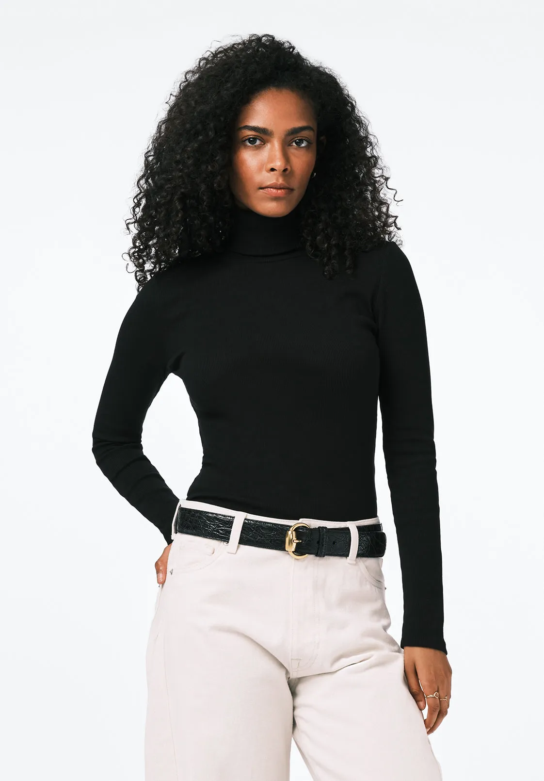 Mavra Women's Ribbed Turtleneck Top, Black - KT0241 sold by Buffalo David Bitton
