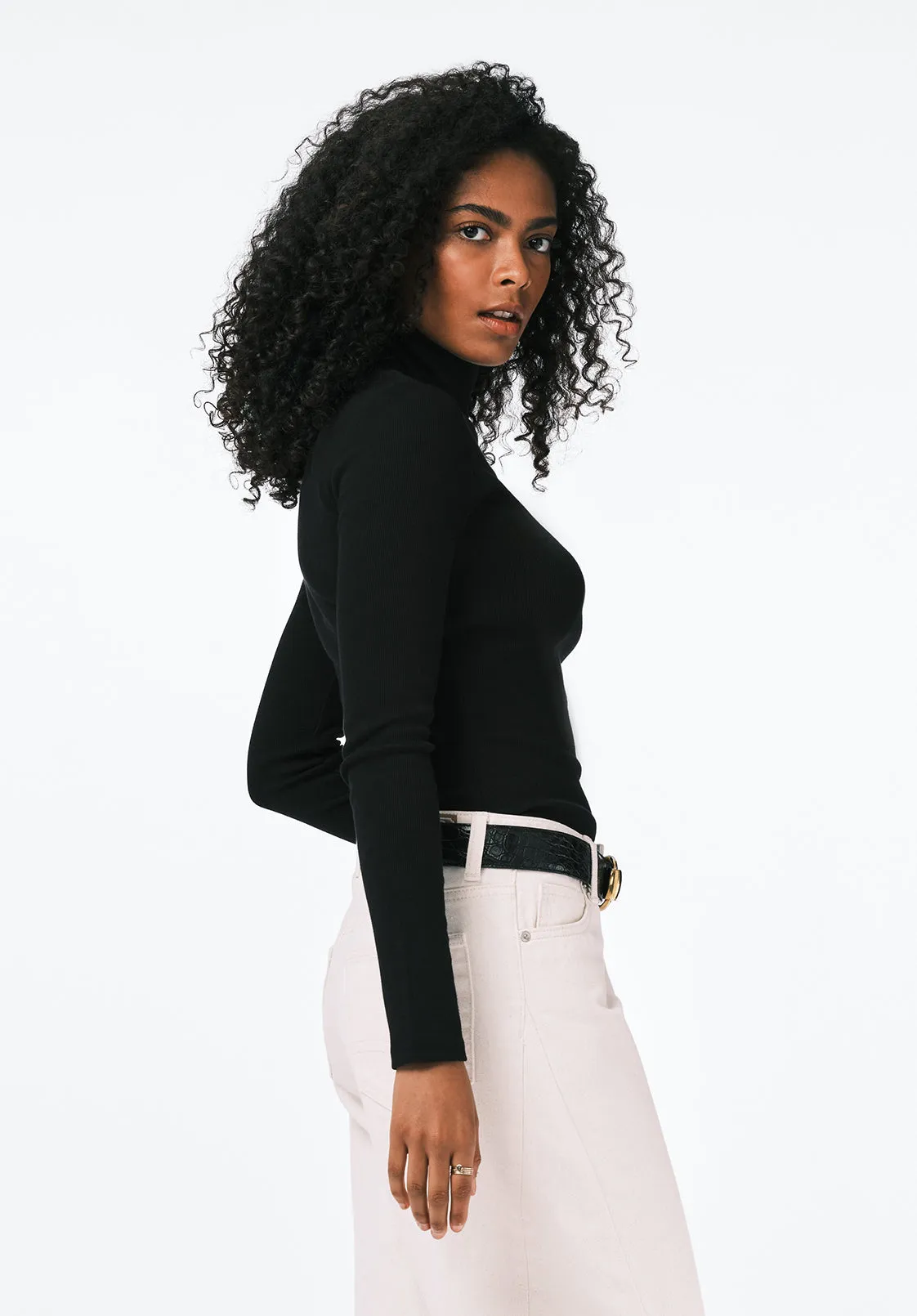 Mavra Women's Ribbed Turtleneck Top, Black - KT0241 sold by Buffalo David Bitton product image thumbnail 2