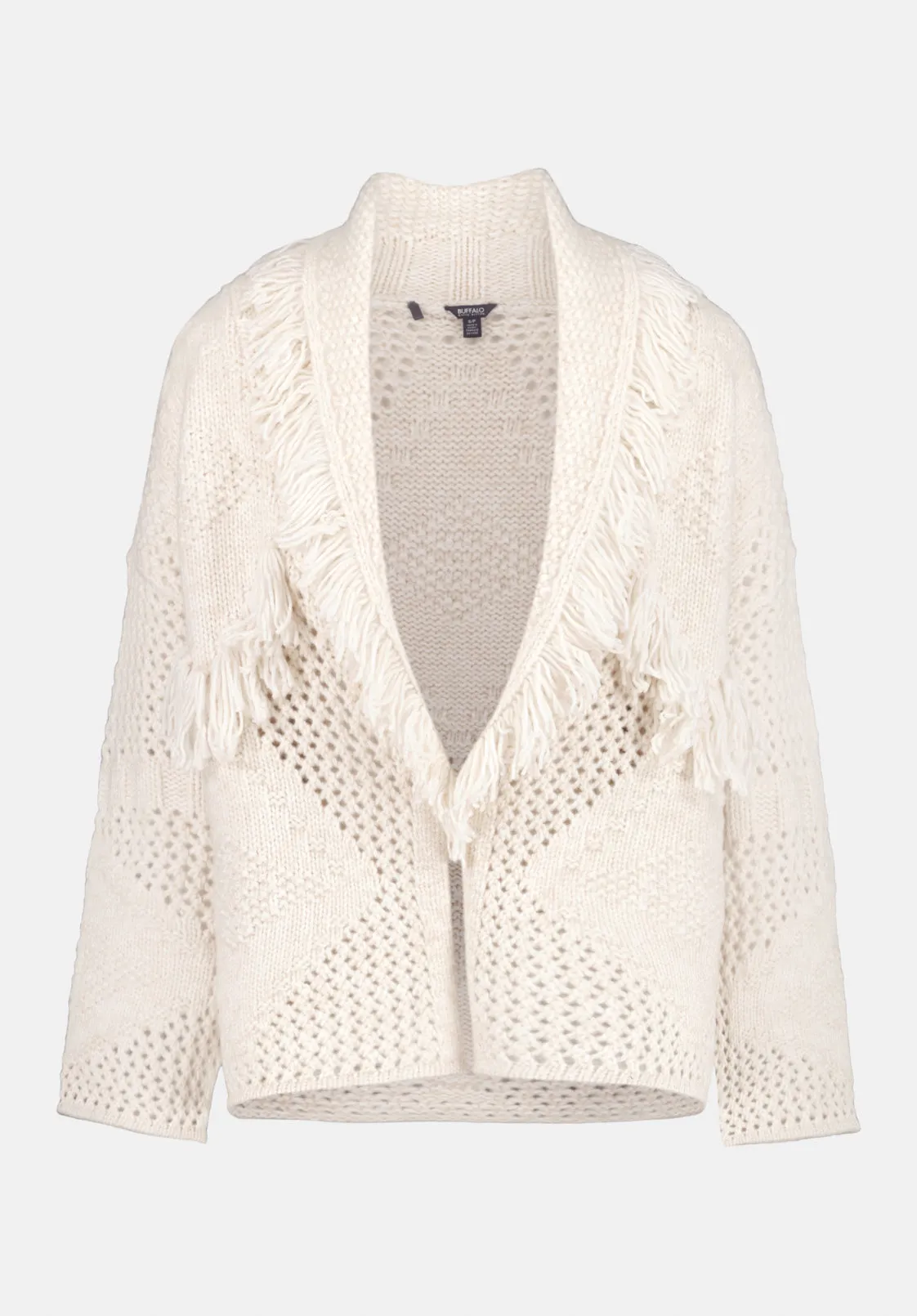 Agatha Women's Open-Front Knit Cardigan with Fringe, Oatmeal - SW0154 sold by Buffalo David Bitton product image thumbnail 5