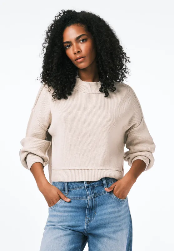 Seema Women's Dropped Sleeve Loose-Fit Cropped Sweater, Oatmeal - SW0142 sold by Buffalo David Bitton
