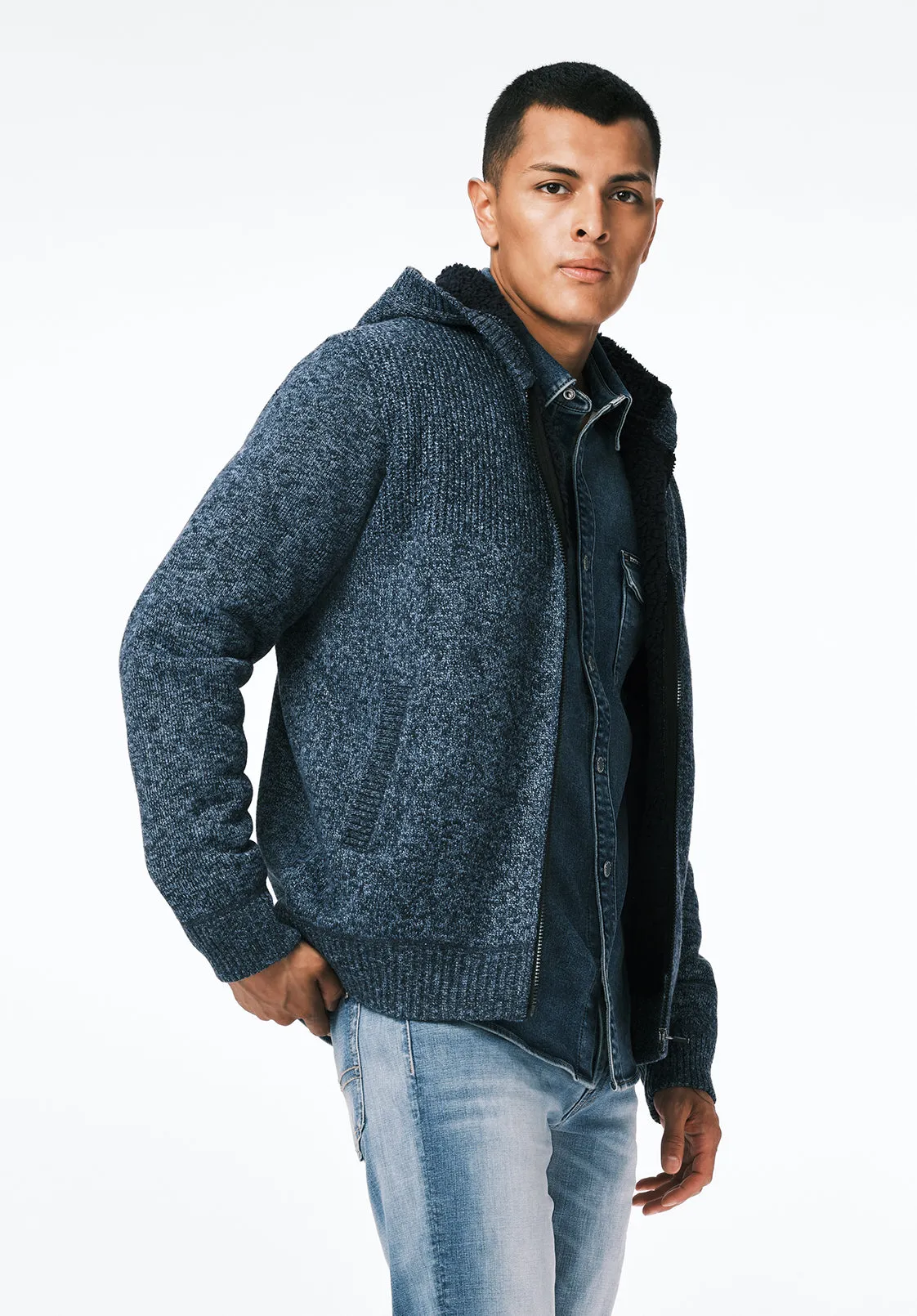 Walmick Men's Full-Zip Knit Hooded Jacket with Sherpa Lining, Mirage - BM24739 sold by Buffalo David Bitton product image thumbnail 2