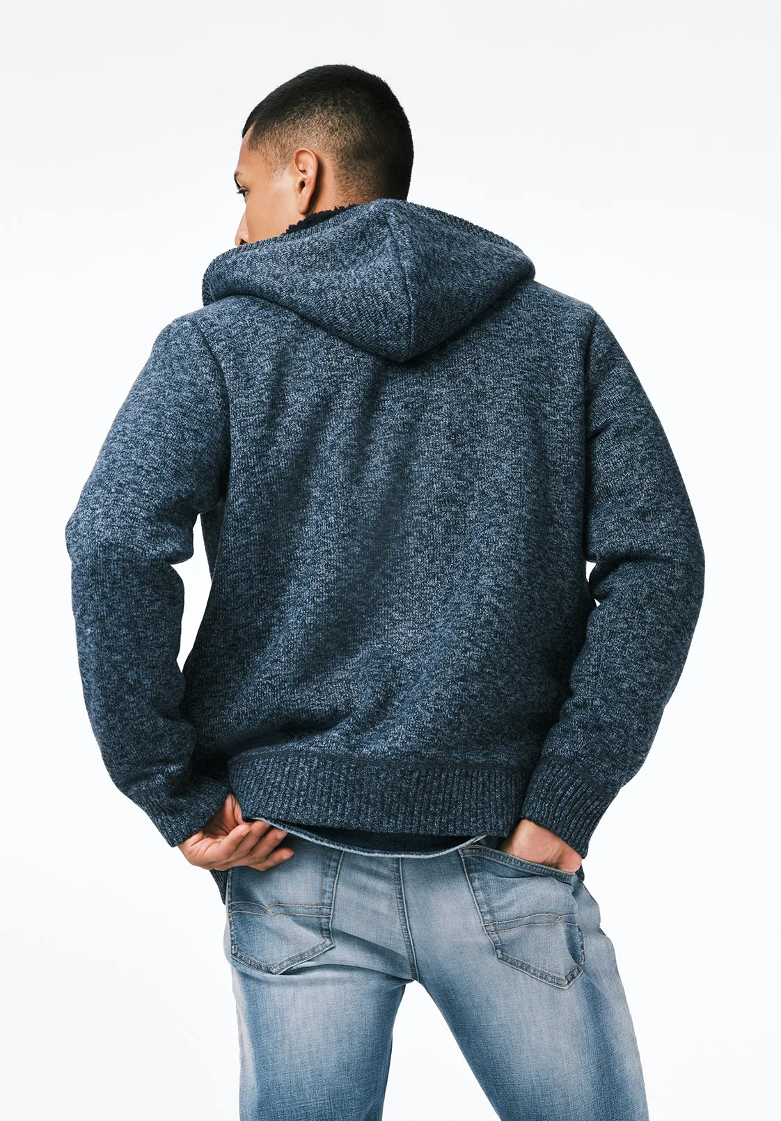 Walmick Men's Full-Zip Knit Hooded Jacket with Sherpa Lining, Mirage - BM24739 sold by Buffalo David Bitton product image thumbnail 3