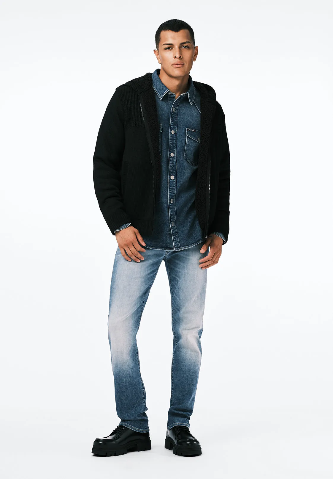 Walmick Men's Full-Zip Knit Hooded Jacket with Sherpa Lining, Black - BM24739 sold by Buffalo David Bitton product image thumbnail 4