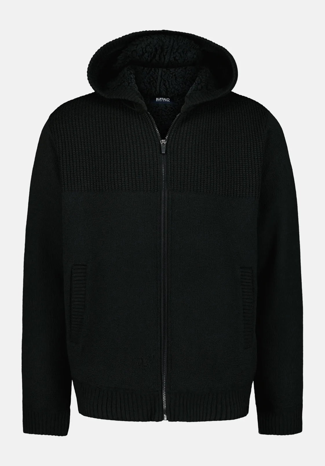 Walmick Men's Full-Zip Knit Hooded Jacket with Sherpa Lining, Black - BM24739 sold by Buffalo David Bitton product image thumbnail 5